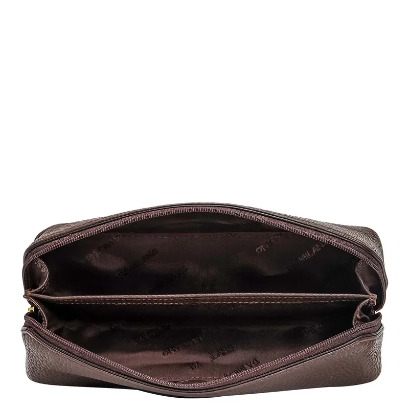 Da Milano Chocolate Wax Leather Multi Pouch - Chocolate  | Best Price UAE